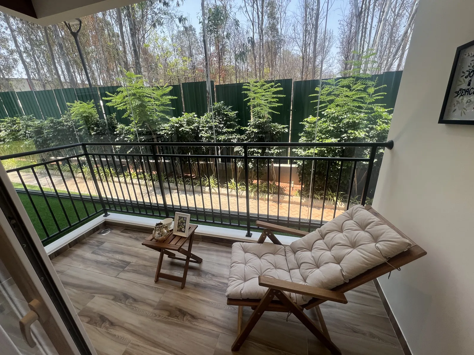 Godrej Vanantara 4.5 BHK Apartment Floor Plan - actual balcony photo with tree canopy view